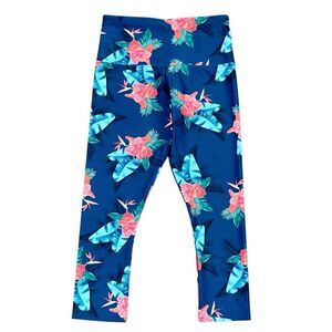 Lorna Jane New Amy 3/4 Tropical Hibiscus Banana Leaf Leggings XS
